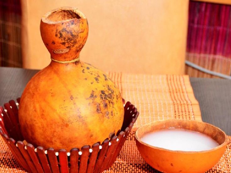 Traditional palm wine in calabash